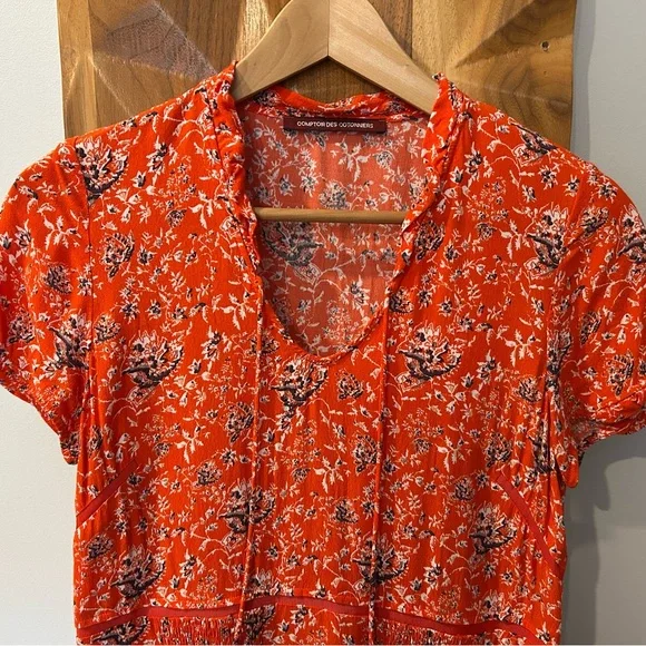 Comptoir Des Cotonniers Orange Red Sundress Size S - Picture 5 of 11